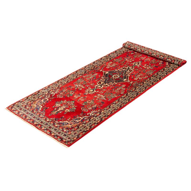 ECARPETGALLERY Hand-knotted Andelz Red Wool Rug - 3'6 x 9'6