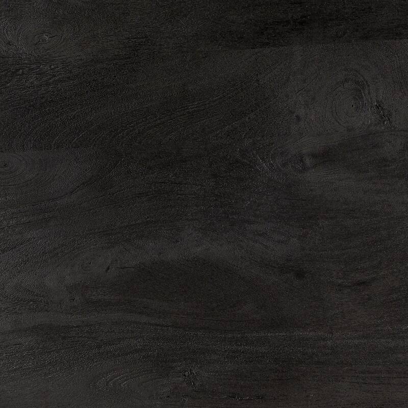 Ridge 47 Inch Handcrafted Mango Wood Round Dining Table, Slatted Flared Base, Black