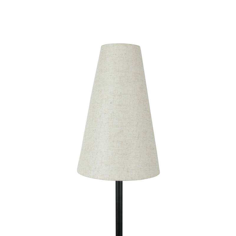NADAAL STUDIOS Auren Floor Lamp, Mid‑Century Design, Steel Tripod Base with Linen Blend Shade, 8‑ft Fabric Cord, Black