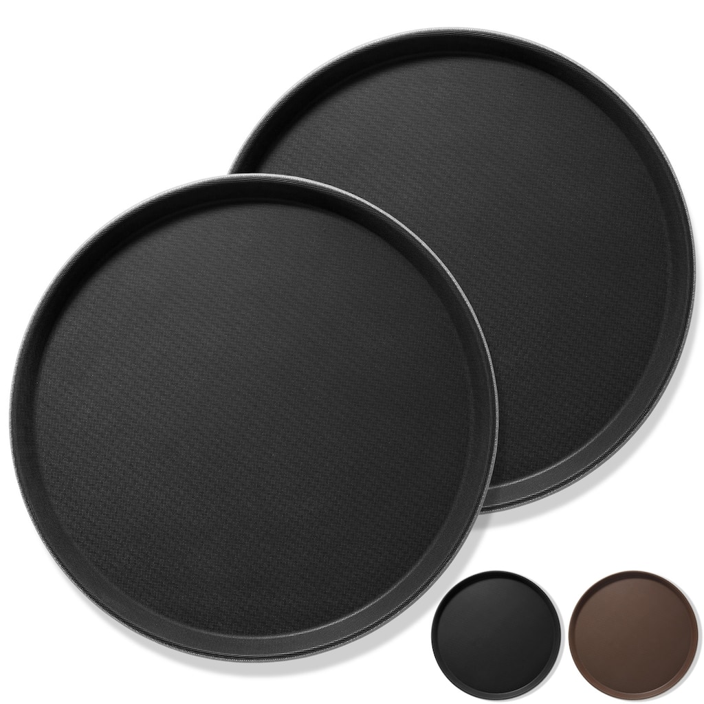 Set of 2 Round Restaurant Serving Trays NonSlip NSF