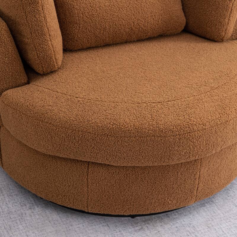42.3"W Upholstered Swivel Accent Chair with 4 Pillows and Half-Moon Storage Ottoman