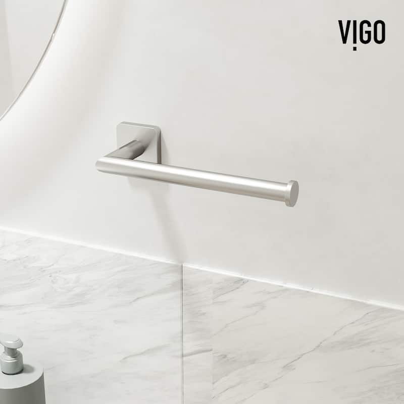 VIGO Satro 4-Piece Bathroom Hardware Accessory Set with 24 in. Towel Bar, Toilet Paper Holder, Hand Towel Holder, Hook