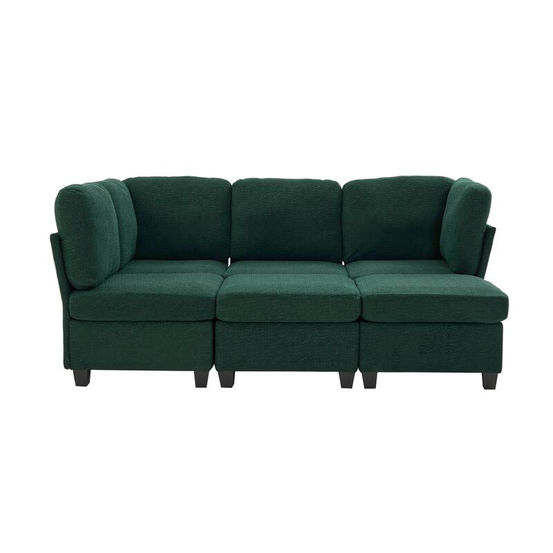 Modular Sleeper Sofa Bed U-shaped Sectional Couches with Hidden Storage Seat and Ottomans, Freely Combinable Chaise Lounge Sofa