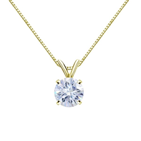 Auriya 14KT Gold 1ctw Round Solitaire Moissanite Necklace - 6.5 mm - 6.5 mm. Opens flyout.