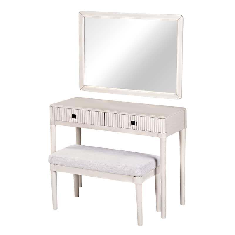 Modern Vanity Desk with Mirror, Adult Makeup Table Set with Stool - White