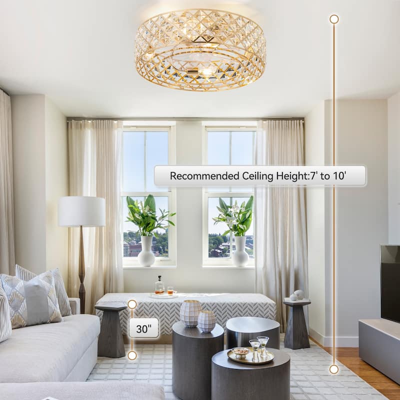 19-in Gold/ Satin Nickel Low Profile Ceiling Fan with Remote Control(7-blade)