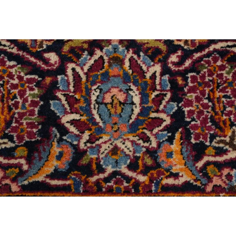 Hand Knotted Oriental 100% Wool Carpet Traditional Floral Red Kashan (Dabir) Area Rug - 6' 6'' X 4' 4''