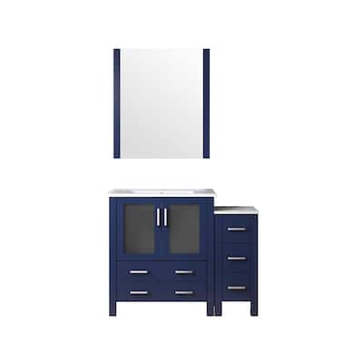 42" Bathroom Vanity with Ceramic Top, Soft Close Drawers & Doors, 28x32 Mirror, Scratch & Stain Resistant Surface