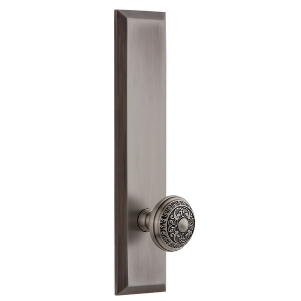 Grandeur FAVWIN_TP_PRV_238_RH Fifth Avenue Solid Brass Tall Plate Right Handed Privacy Door Knob Set with Windsor Knob and