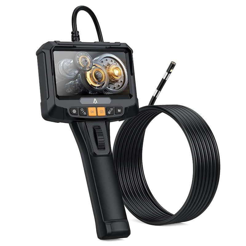 Dual Lens Serpentine Pipe Borescope 5-Inch IPS Screen - N/A - Black