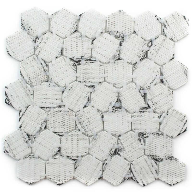 The Tile Life Eterna Hex 2x2 Denver Grey Glass Mosaic Floor, Backsplash & Wall Tile