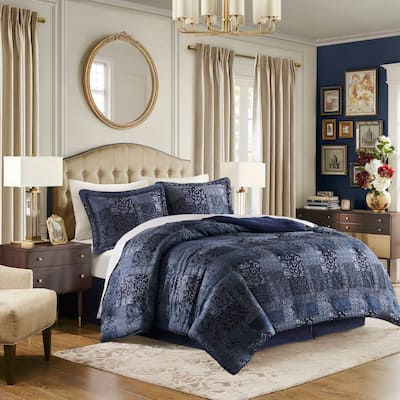 4 PCS King Comforter Set Navy