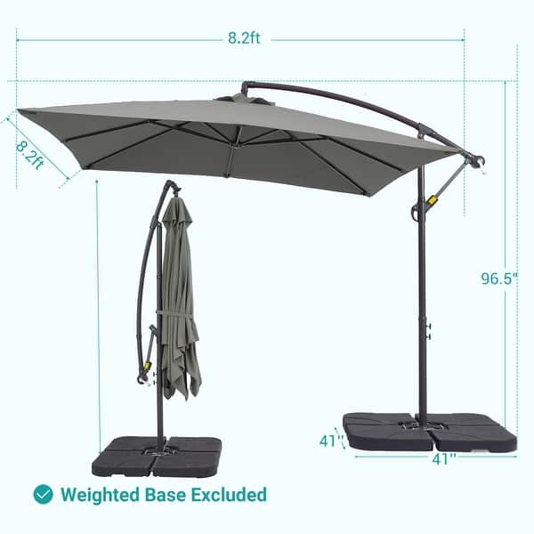dimension image slide 2 of 6, 8.2 x 8.2 Ft Patio Offset Umbrella w/Steel Frame and Angle Adjustment