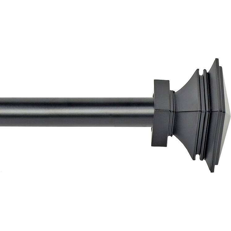 Deco Window 1 Inch Adjustable Curtain Rod for Windows & Doors Curtains with Square Finials & Brackets Set