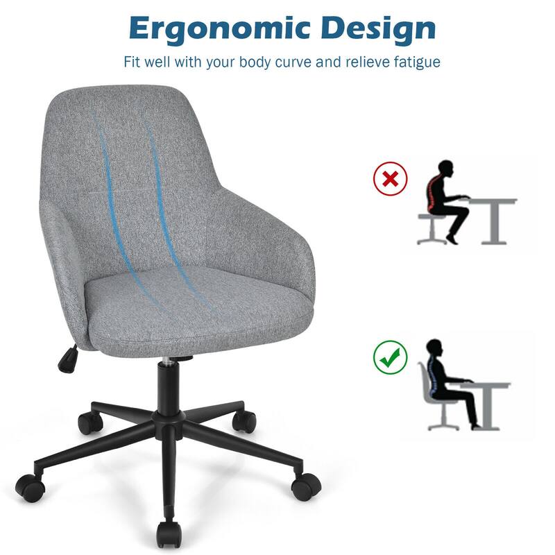 Gymax Linen Accent Office Chair Adjustable Rolling Swivel Task Chair - See Details