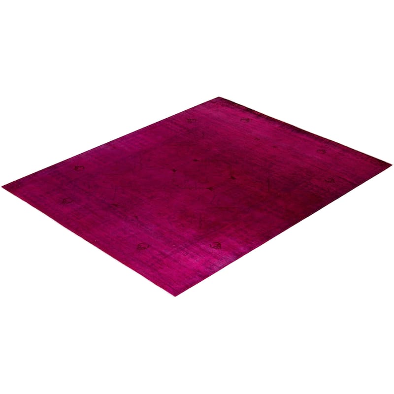 Overton Hand Knotted Wool Vintage Inspired Modern Contemporary Overdyed Pink Area Rug - 8' 2" x 10' 1"