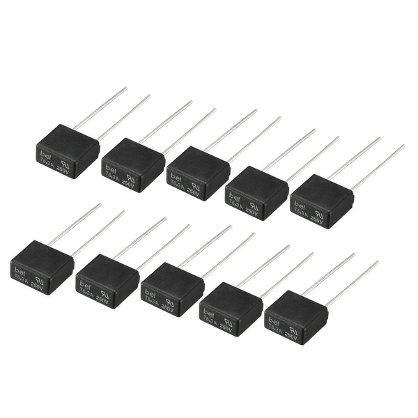 10Pcs DIP Mounted Miniature Square Slow Blow Micro Fuse T6.3A 6.3A 250V Red