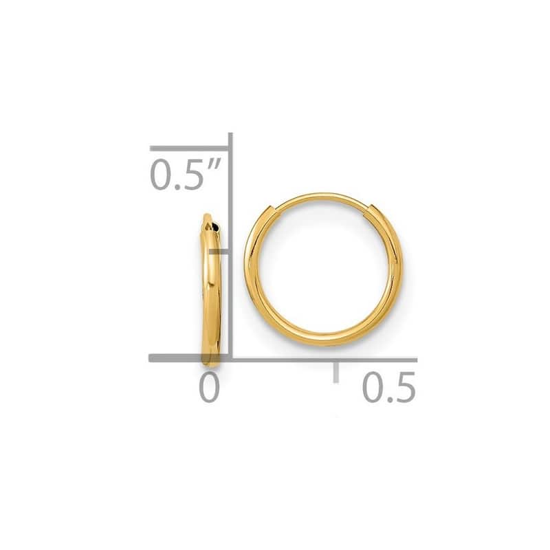 Curata 14k Yellow Gold Polished Girls 9mm Endless Hoop Earrings