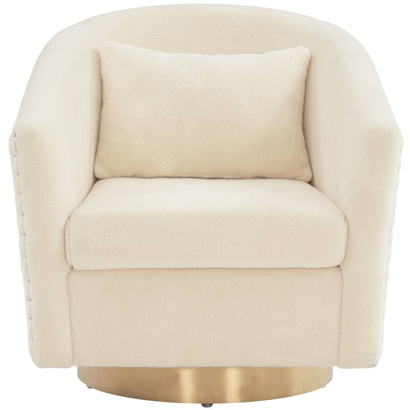 SAFAVIEH Couture Ikram Quilted Swivel Tub Chair - 30Wx32Dx30H - Ivory