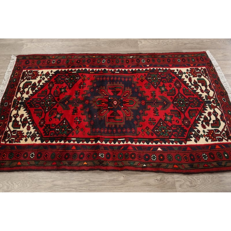 Tribal Geometric Hamedan Persian Wool Area Rug Hand-knotted Carpet - 3'2" x 5'3"