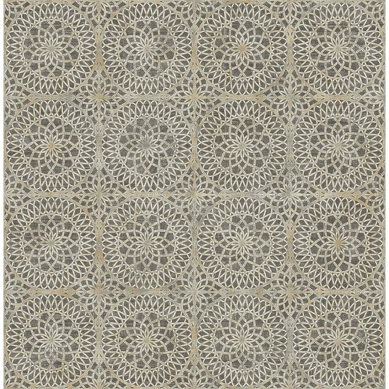 Kenneth James Twist Brown Medallion Wallpaper - 20.5in x 396in x 0.025in