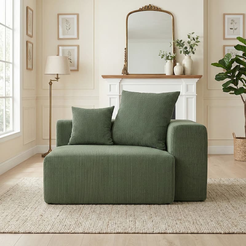 51"W Oversized Modular No Assembly Corduroy Accent Corner Chair