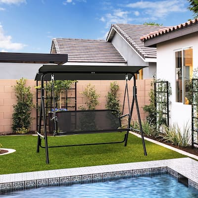 3 Person Metal Porch Swing with Canopy