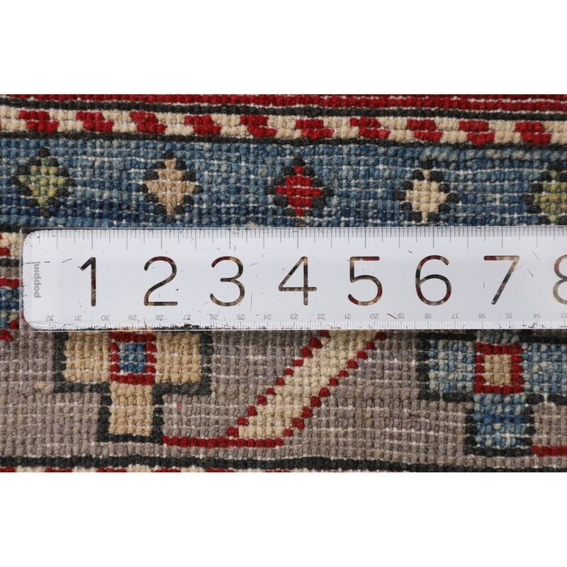 Kazak Foyer Rug Handmade Traditional Grey Wool Carpet - 3'4" x 4'9"
