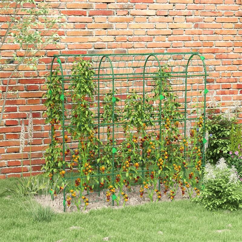 Green Steel Arch Trellis for Climbing Plants with Adjustable Design - 17" W x 71.75" D x 72" H