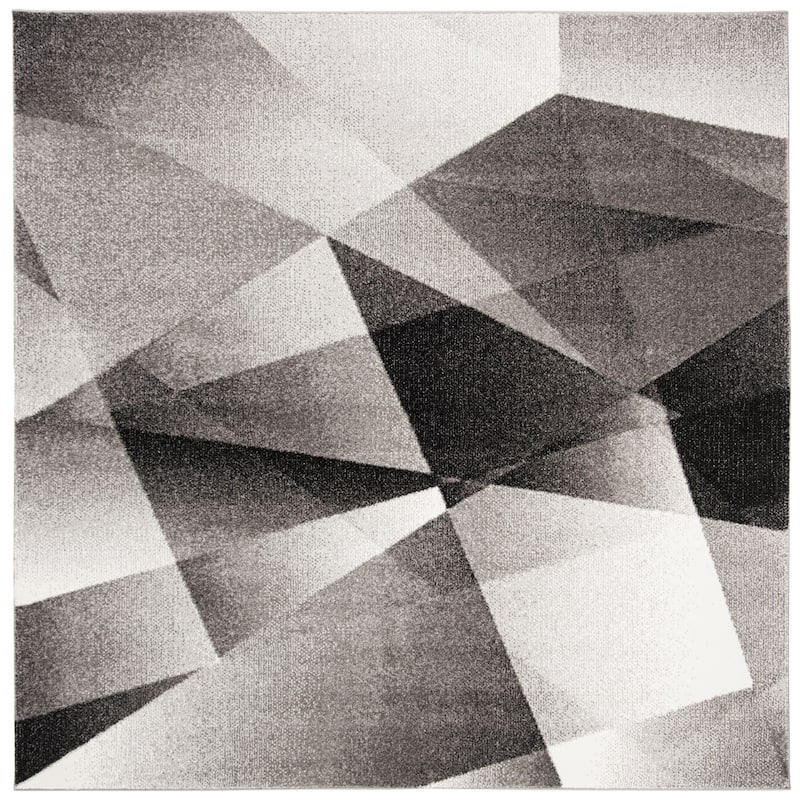 SAFAVIEH Porcello Madeleine Mid-Century Modern Abstract Rug - 6'7" Square - Light Grey/Charcoal