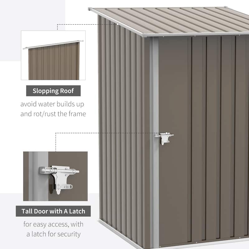Outsunny 3.3' x 3.4' Lean-to Garden Storage Shed, Outdoor Galvanized Steel Tool House with Lockable Door for Patio