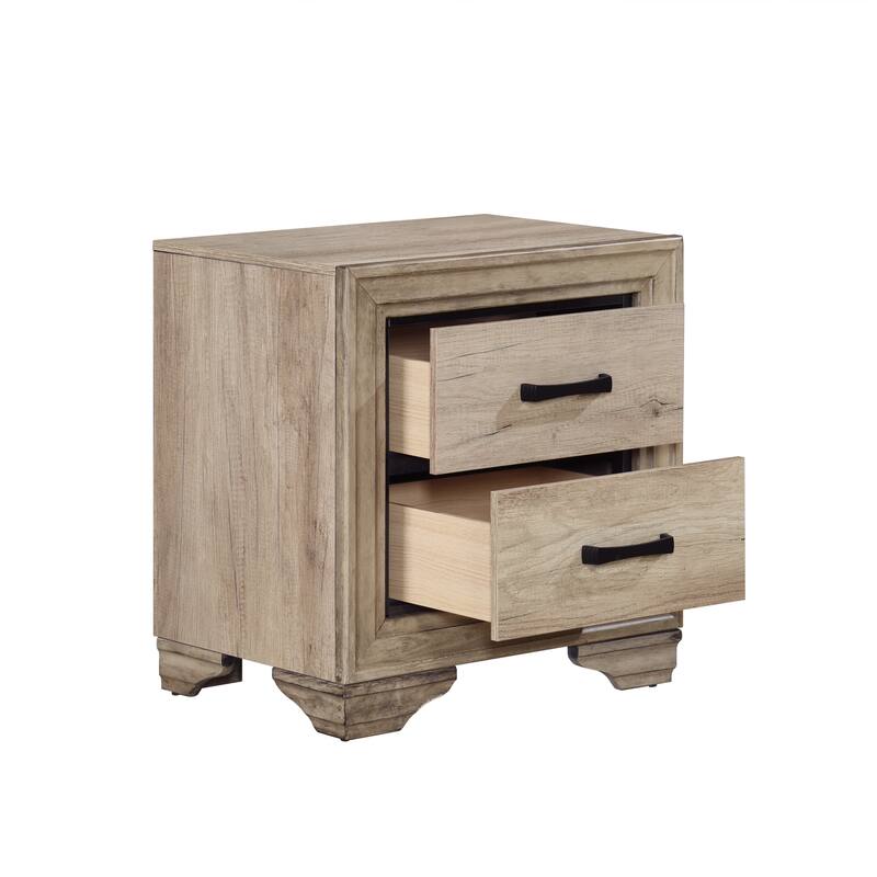 Contemporary 1pc Nightstand with Dovetail Drawers, Natural Finish Bedside Table