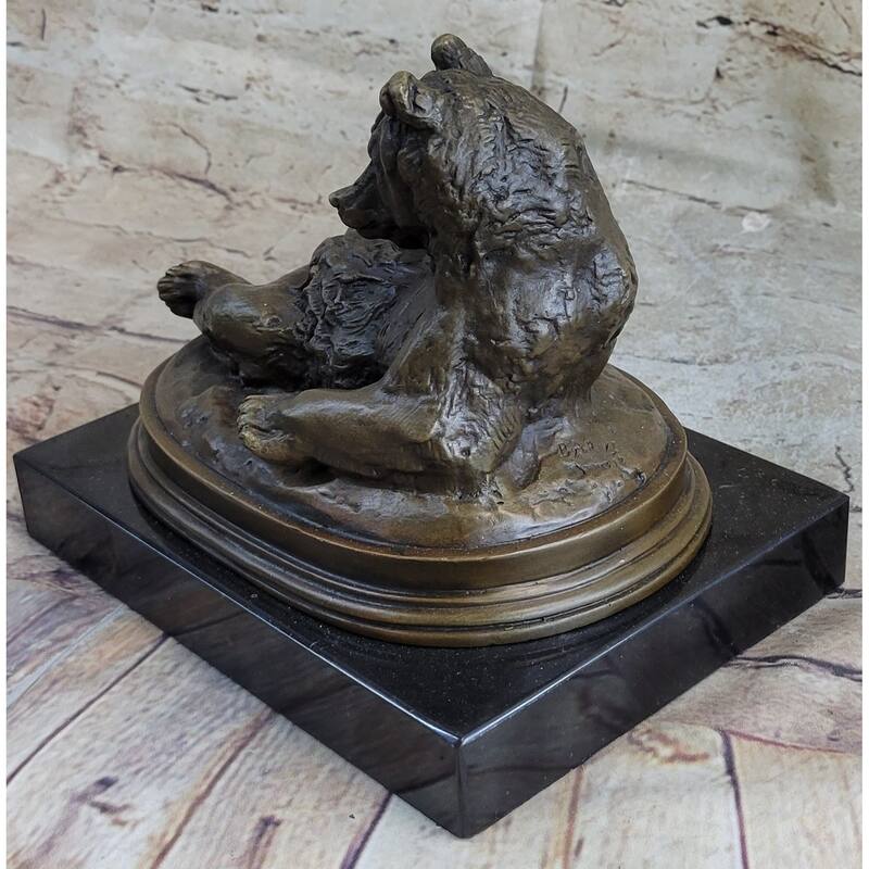 Grizzly Bear On His Back Bronze Sculpture Statue Home Office Decoration