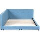 preview thumbnail 6 of 10, Full Size Upholstered Platform Bed with USB Ports, Sturdy Wood Frame, Blue