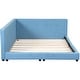 preview thumbnail 19 of 23, Upholstered Full Size Platform Bed with USB Ports, Linen Fabric, Sturdy Wood Daybed Frame, No Box Spring Needed, Beige