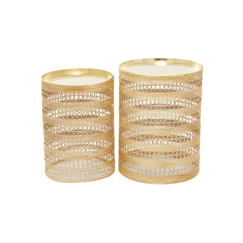 Gold Metal Transitional Accent Table (Set of 2)