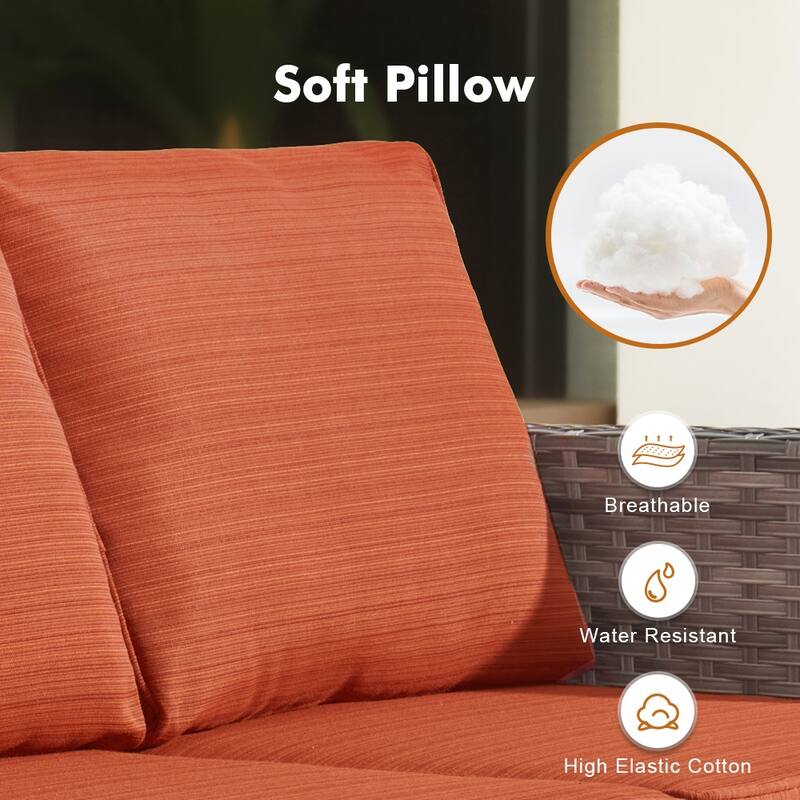 OVIOS 6-Piece Outdoor Wicker Lounge Set