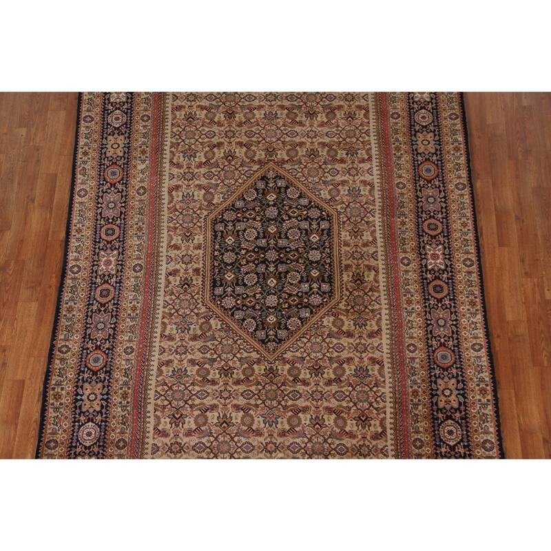 Hand Knotted Oriental 100% Wool Carpet Traditional Medallion Beige & Ivories Bidjar Area Rug - 9' 0'' X 5' 11''