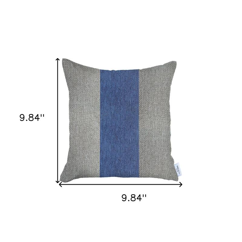 HomeRoots 18" X 18" Grey And Blue Geometric Zippered Handmade Polyester Throw Pillow Cover