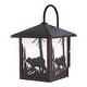 preview thumbnail 6 of 10, VAXCEL Bozeman 12.5 in. H 1-Light Burnished Bronze Rustic Bear Outdoor Wall Sconce, Steel, White Tiffany Glass Shade