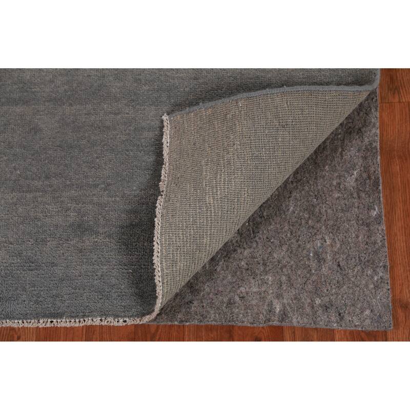 Hand Knotted Oriental 100% Wool Carpet Modern Solid Greys & Charcoal Gabbeh Runner Rug - 10' 1'' X 3' 3''