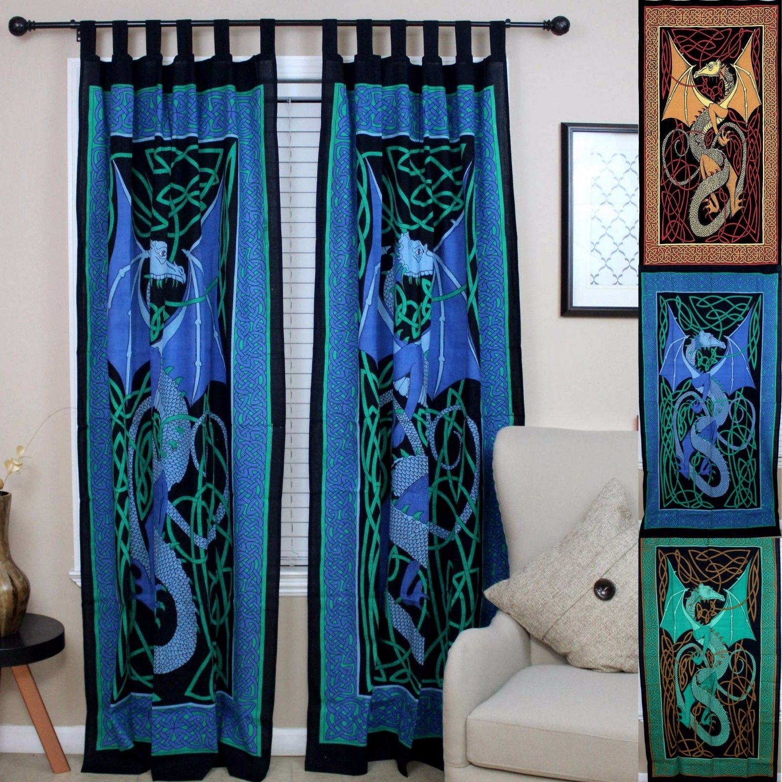 Shop Handmade Celtic Dragon Curtain 100 Cotton Drape
