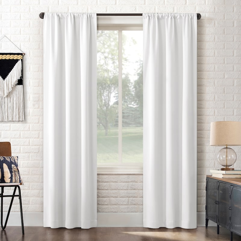 Sun Zero Bergen Theater Grade Extreme Total Blackout Rod Pocket 1-Piece Curtain Panel, Single Panel - 40" x 96" - White