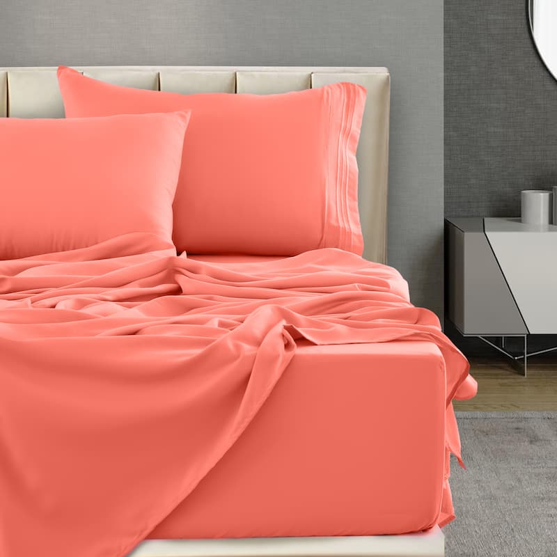 6 Piece Bed Sheet Set Deep Pocket Ultra Soft Microfiber Bedding Sheets