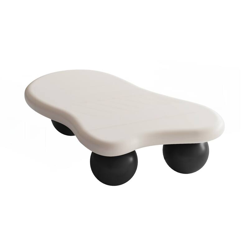 40 Inch Cloud Shaped Coffee Table with 3 Ball Legs