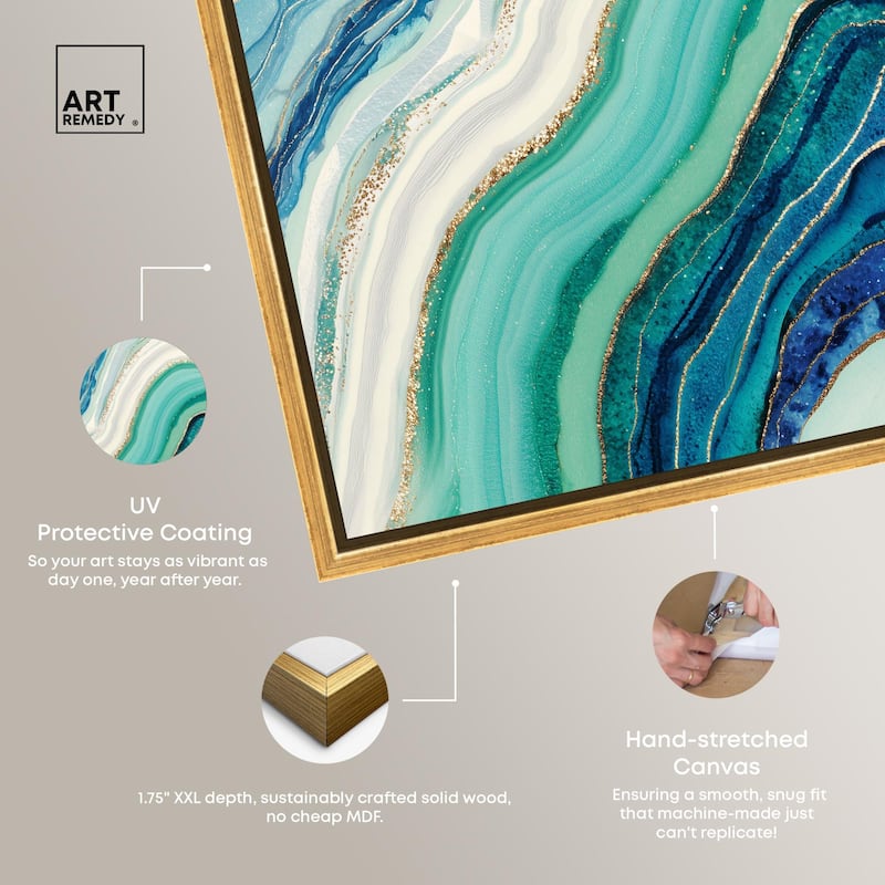 Blue Green Abstract Agate I Canvas by Art Remedy