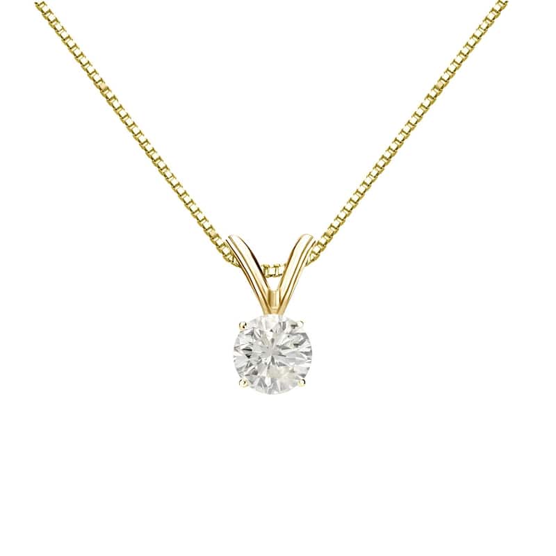 Auriya 14k Gold 1/4ctw Round Solitaire Diamond Necklace (J-K, SI1-SI2)