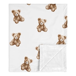 Sweet Jojo Designs Boho Teddy Bear Boy, Girl, Gender Neutral Baby Receiving Security Swaddle Blanket -Brown, Watercolor, Classic