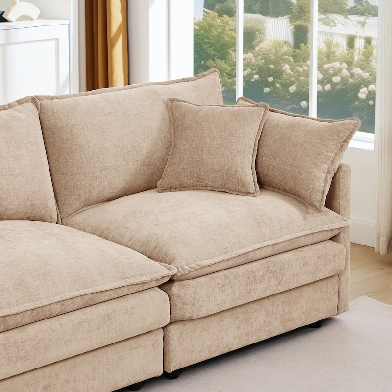 130.7" Modular Chenille U-Shape Sectional Sofa with Movable Ottomans