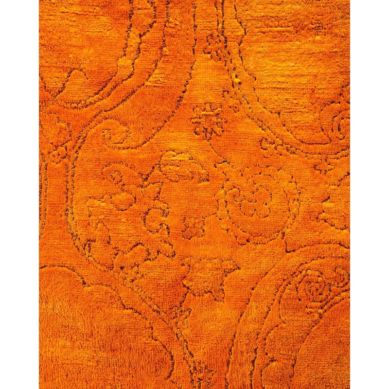 Overton Handknotted Wool Vintage Inspired Contemporary Overdyed Orange Area Rug - 19' 7" x 11' 10"